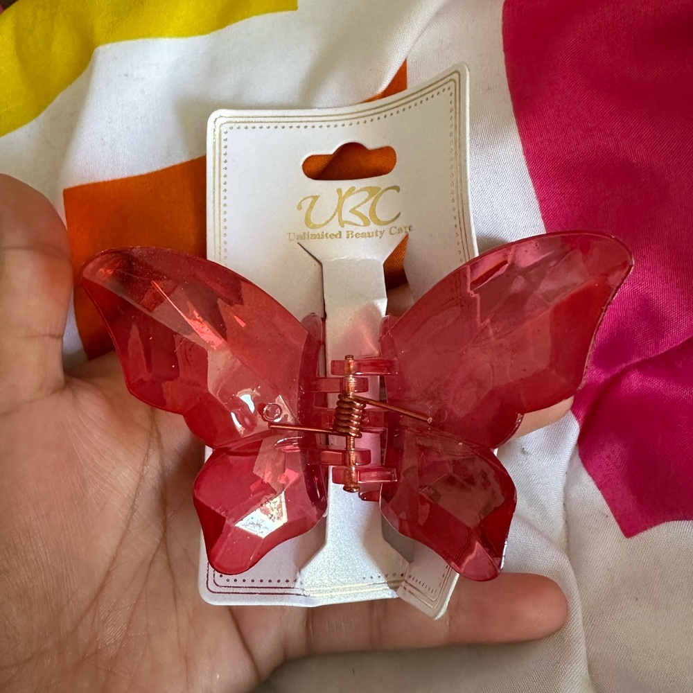 Butterfly hair clip red